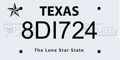 8DI724 Texas License Plate