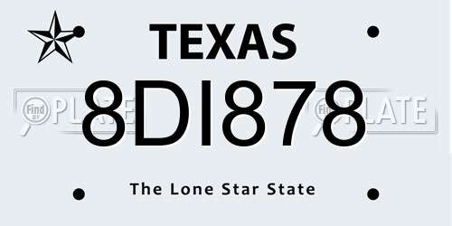 8DI878 Texas License Plate