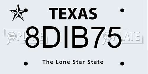 8DIB75 Texas License Plate