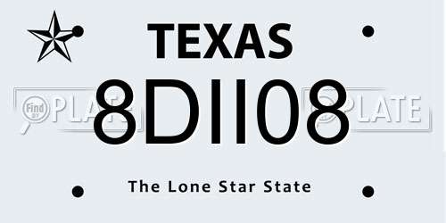 8DII08 Texas License Plate