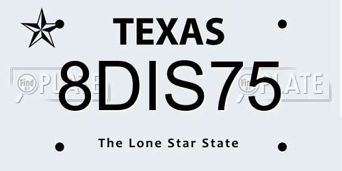 8DIS75 Texas License Plate