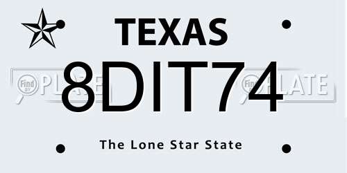 8DIT74 Texas License Plate