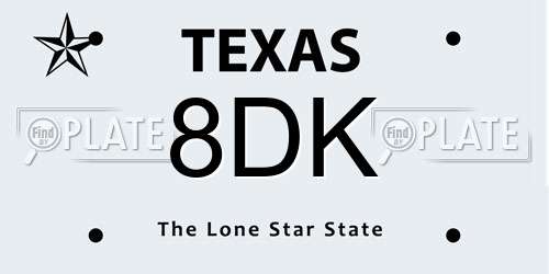 8DK Texas License Plate