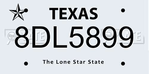 8DL5899 Texas License Plate