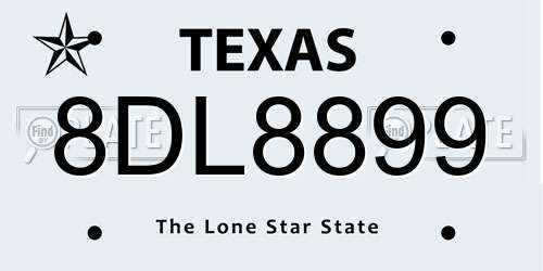 8DL8899 Texas License Plate