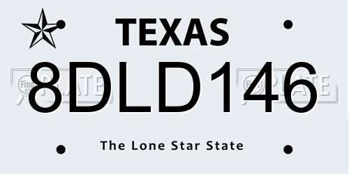 8DLD146 Texas License Plate