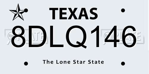 8DLQ146 Texas License Plate