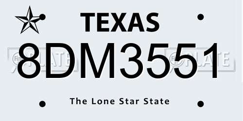 8DM3551 Texas License Plate