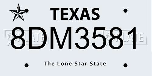 8DM3581 Texas License Plate
