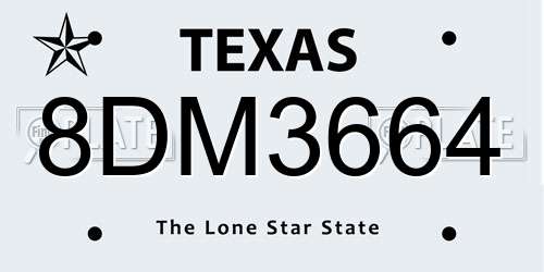 8DM3664 Texas License Plate