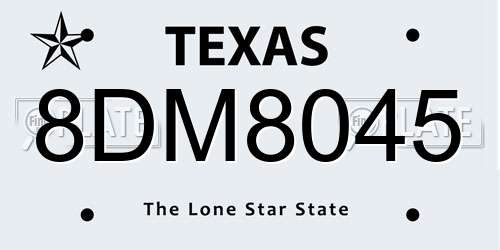 8DM8045 Texas License Plate