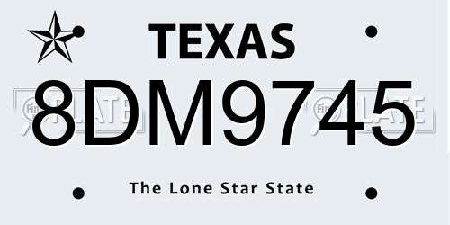 8DM9745 Texas License Plate