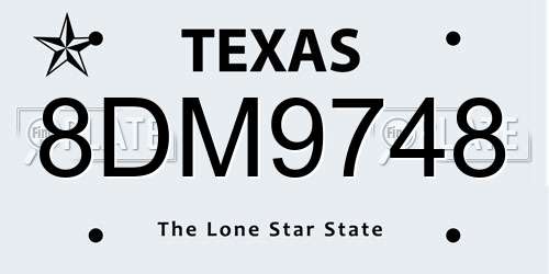 8DM9748 Texas License Plate