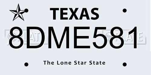 8DME581 Texas License Plate