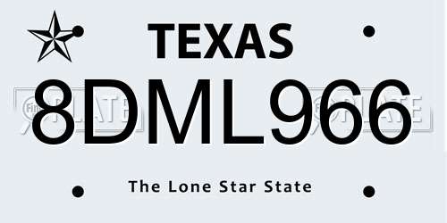 8DML966 Texas License Plate