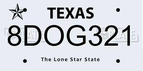 8DOG321 Texas License Plate