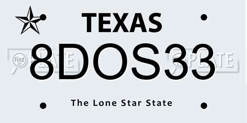 8DOS33 Texas License Plate