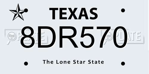 8DR570 Texas License Plate