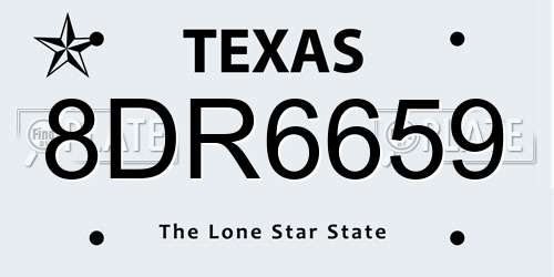 8DR6659 Texas License Plate