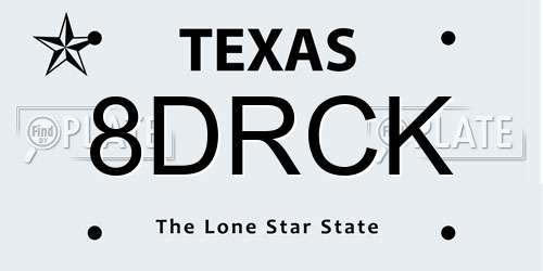 8DRCK Texas License Plate