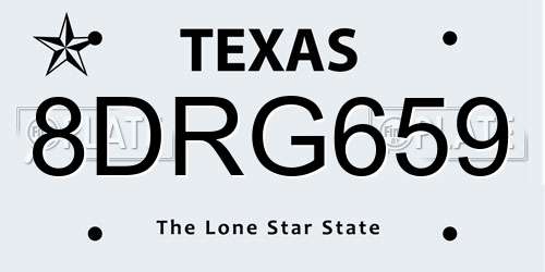 8DRG659 Texas License Plate