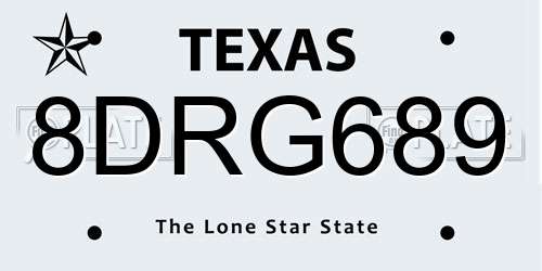 8DRG689 Texas License Plate