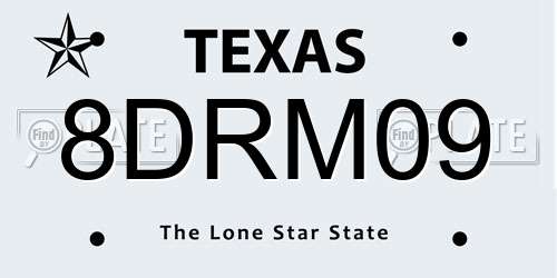 8DRM09 Texas License Plate