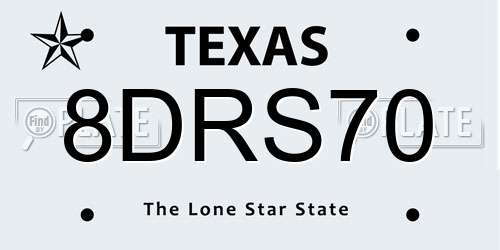 8DRS70 Texas License Plate