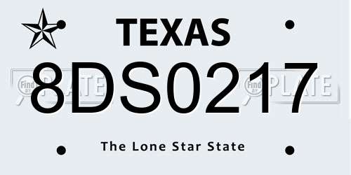 8DS0217 Texas License Plate