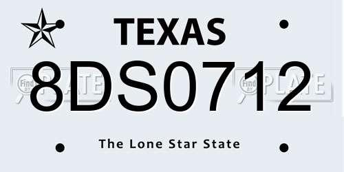 8DS0712 Texas License Plate