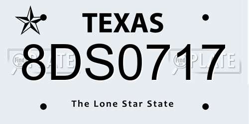 8DS0717 Texas License Plate