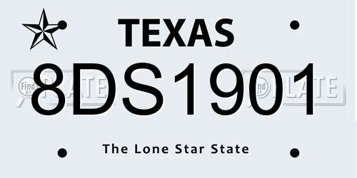 8DS1901 Texas License Plate