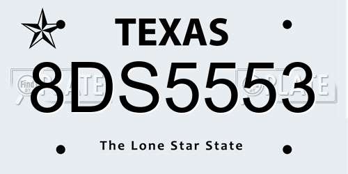 8DS5553 Texas License Plate