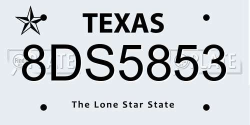 8DS5853 Texas License Plate