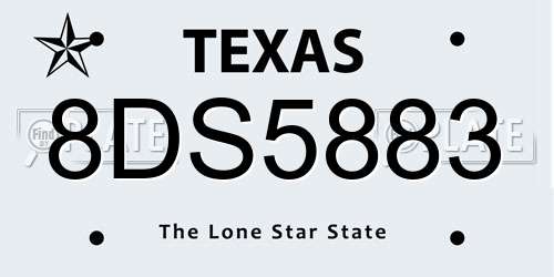 8DS5883 Texas License Plate