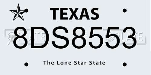 8DS8553 Texas License Plate