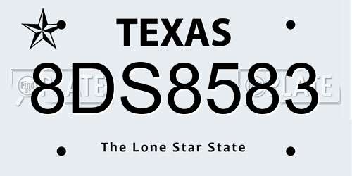 8DS8583 Texas License Plate