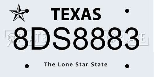8DS8883 Texas License Plate