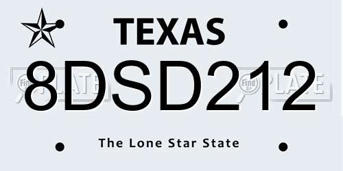 8DSD212 Texas License Plate