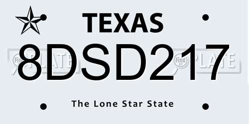 8DSD217 Texas License Plate