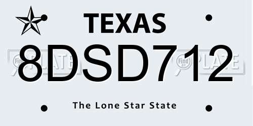8DSD712 Texas License Plate