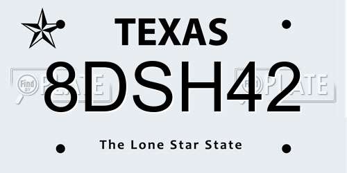 8DSH42 Texas License Plate