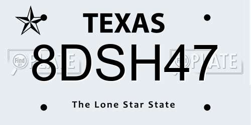 8DSH47 Texas License Plate