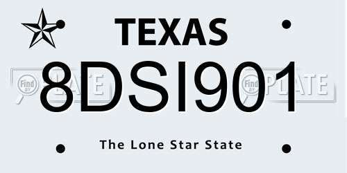 8DSI901 Texas License Plate