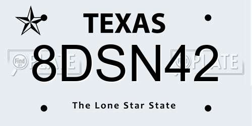 8DSN42 Texas License Plate