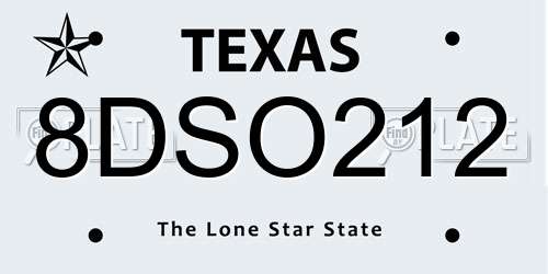 8DSO212 Texas License Plate
