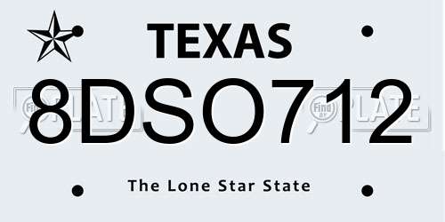 8DSO712 Texas License Plate