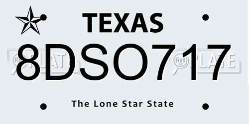 8DSO717 Texas License Plate