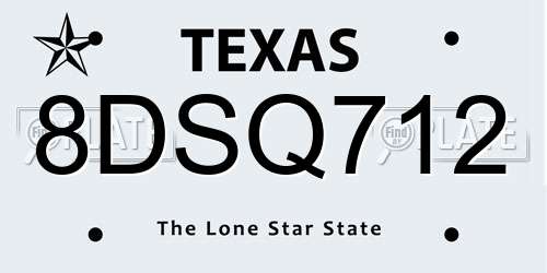 8DSQ712 Texas License Plate