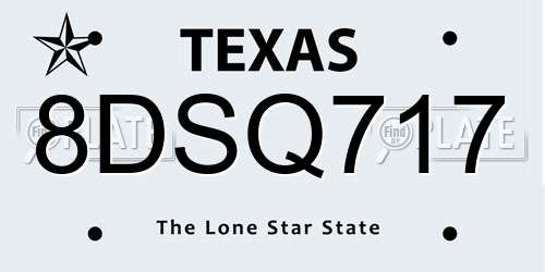 8DSQ717 Texas License Plate